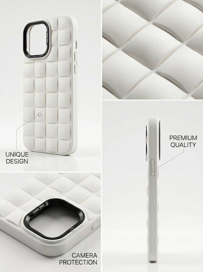 Case Pro Bubble Case White iPhone X to 16 Pro Max – Unique Quilted Design Camera Protection