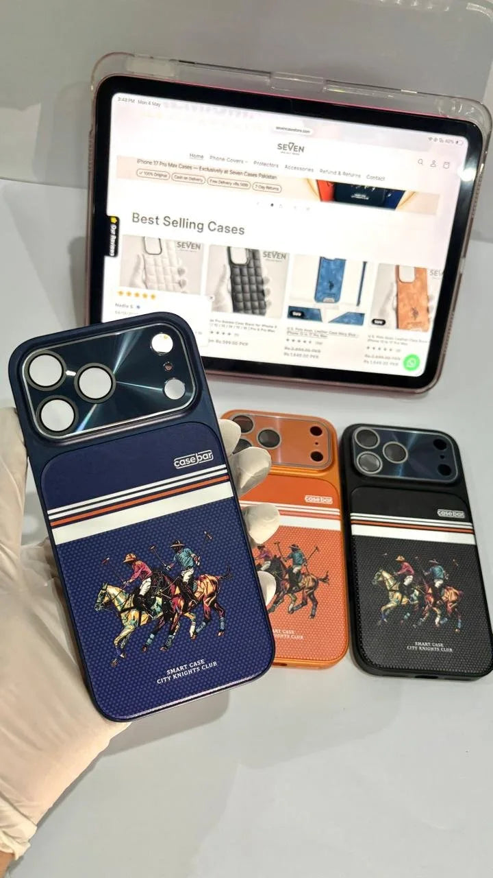 City Knights Club iPhone 17 case navy blue premium – 100% original – Seven Cases Pakistan