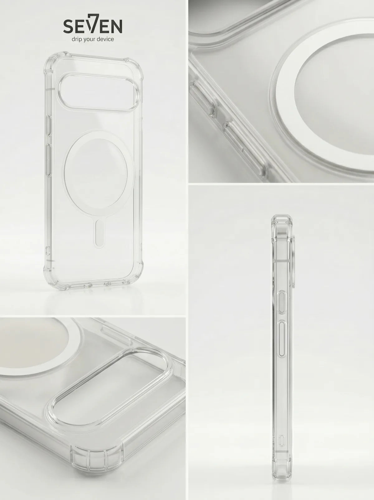 Clear MagSafe Google Pixel Case with Magnetic Ring | Pixel 7 to 9 Pro XL