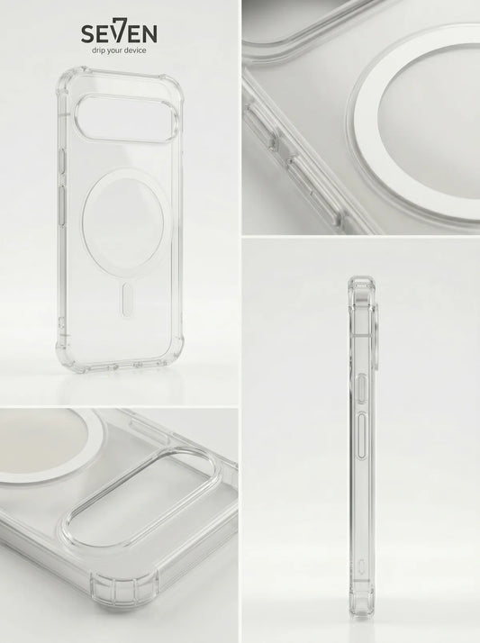 Clear MagSafe Google Pixel Case with Magnetic Ring | Pixel 7 to 9 Pro XL