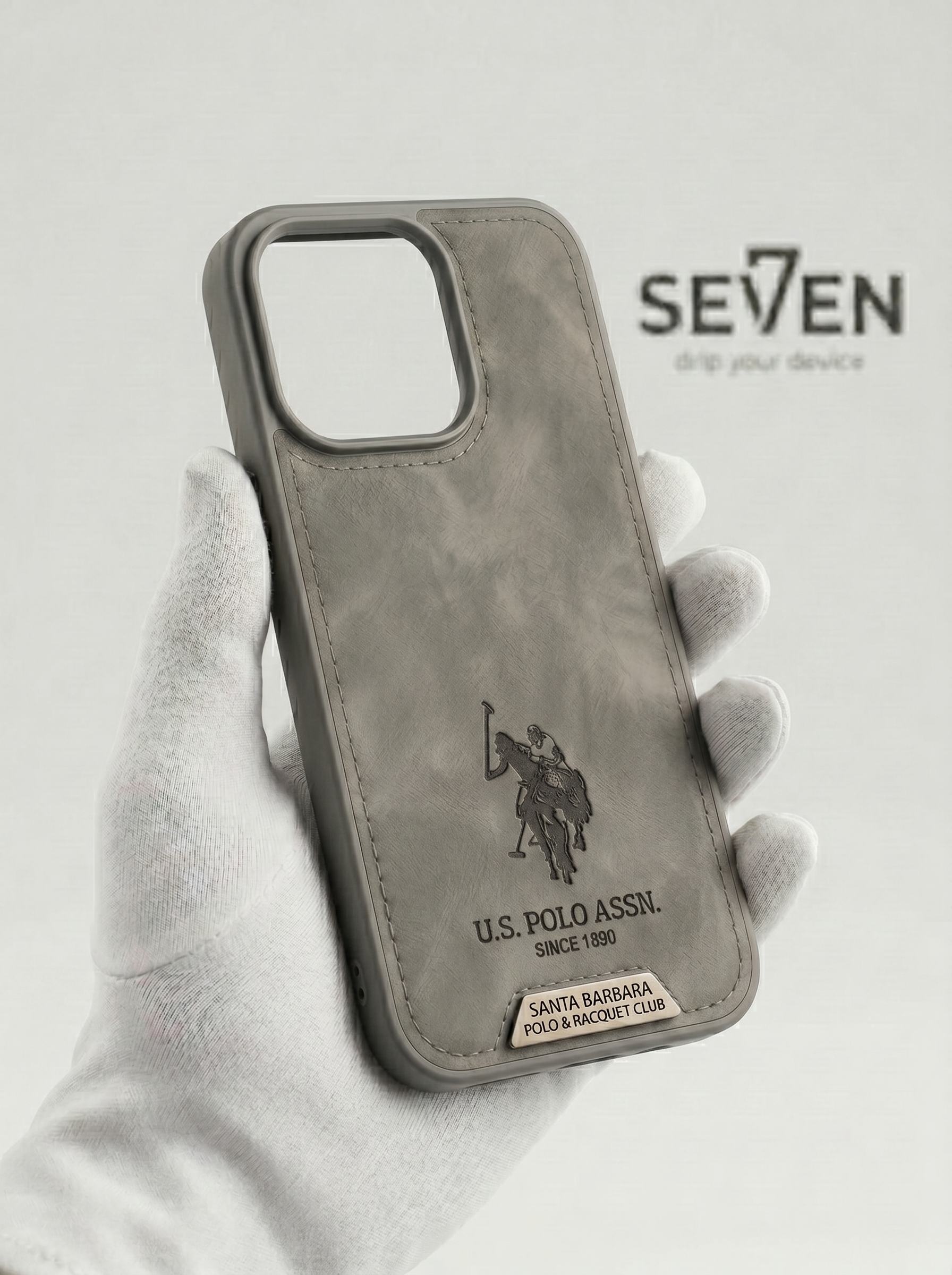 US Polo Assn Leather Case Grey iPhone 13 to 17 Pro Max – Santa Barbara Polo Racquet Club