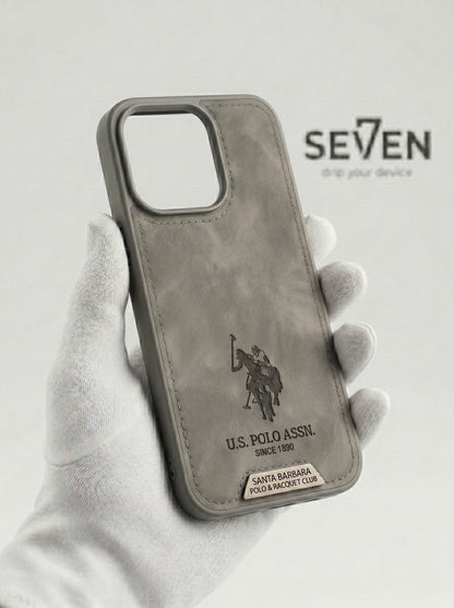 US Polo Assn Leather Case Grey iPhone 13 to 17 Pro Max – Santa Barbara Polo Racquet Club
