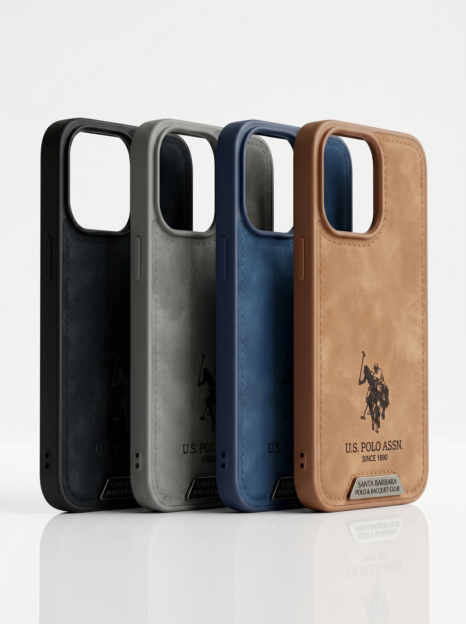 US Polo Assn Leather Case Navy Blue Multi Color iPhone – Premium Leather Finish Slim Design