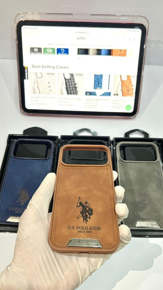 U.S. Polo Assn. Leather Case Brown – iPhone 13 to 17 Pro Max