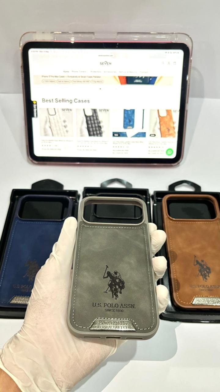 U.S. Polo Assn. Leather Case Grey – iPhone 13 to 17 Pro Max