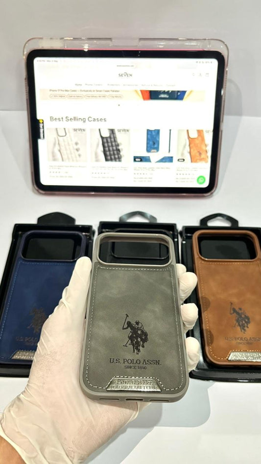 U.S. Polo Assn. Leather Case Grey – iPhone 13 to 17 Pro Max
