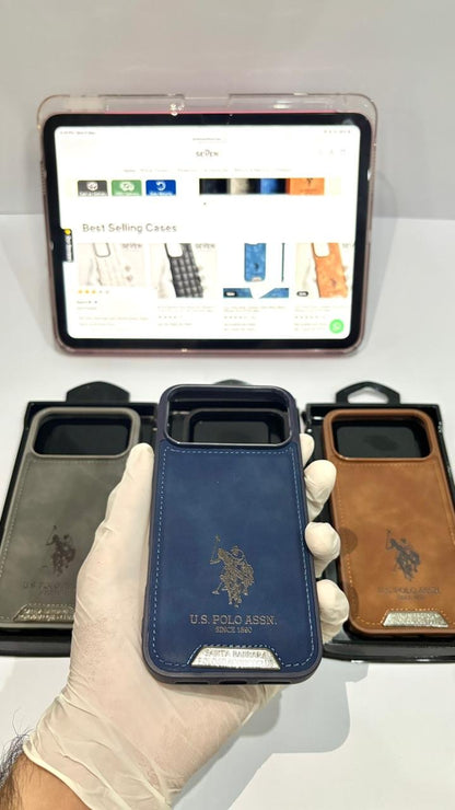 U.S. Polo Assn. Leather Case Navy Blue – iPhone 13 to 17 Pro Max